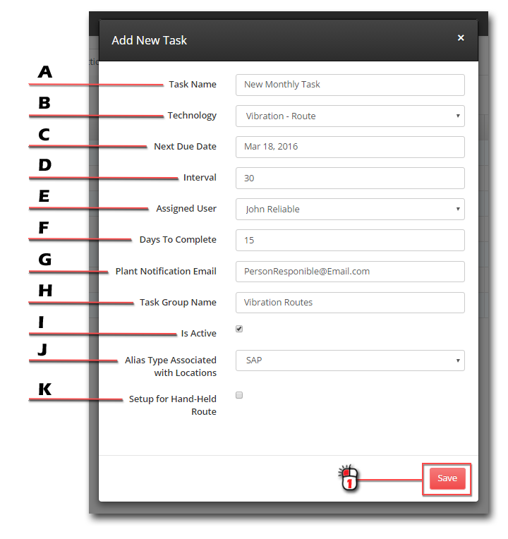 Condition Assessment Task Setup