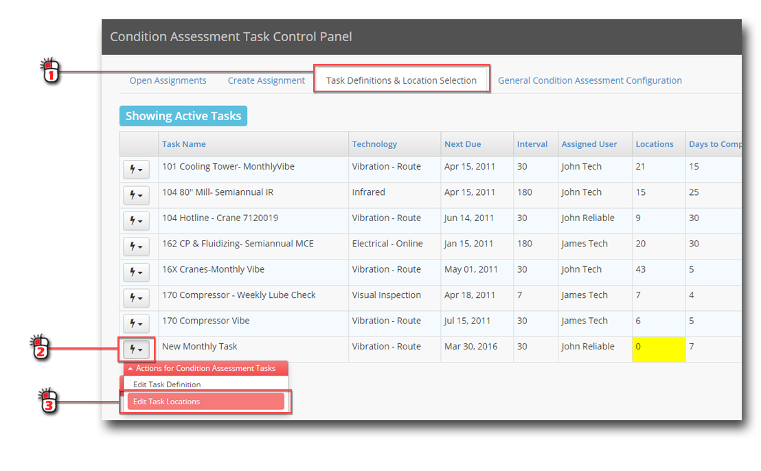 Condition Assessment Task Add Locations