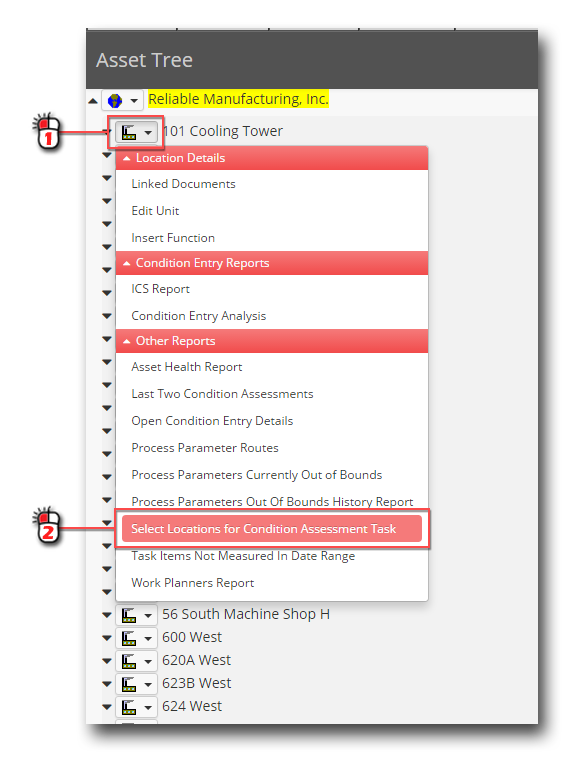 Condition Assessment Task Add Locations from Asset Tree