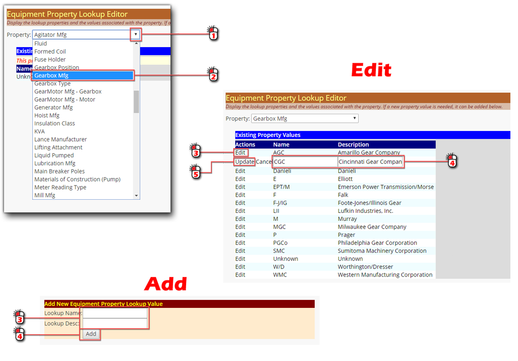 Equipment Lookup Values Editor Screen Shot