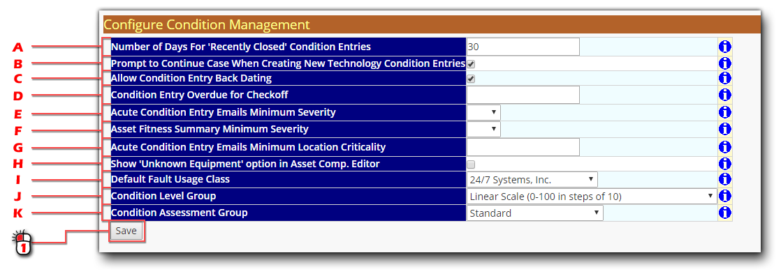 Condition Management Configuration Screen Shot