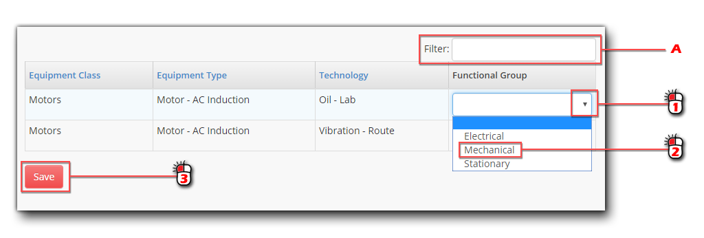 Equipment Vs Technology to Functional Group Screen Shot