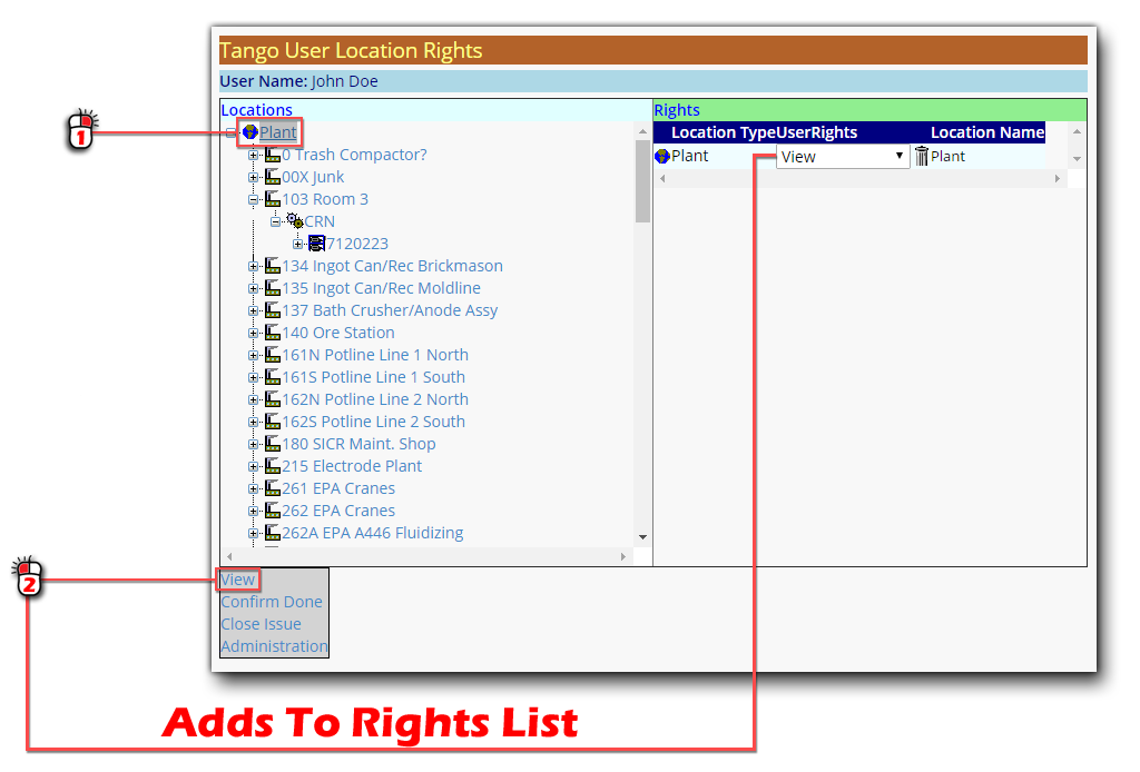 User Rights Screen Shot 1