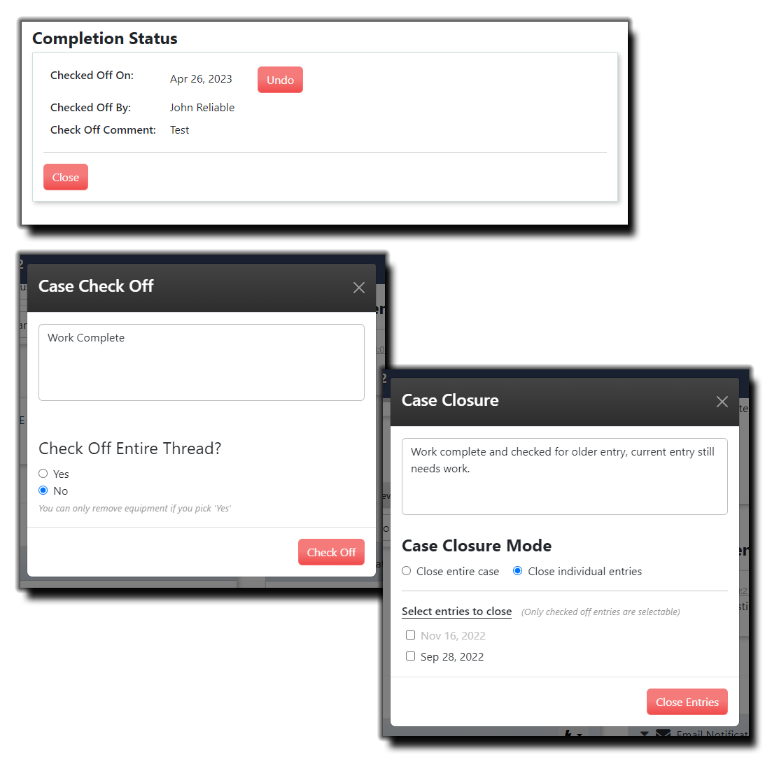 Details Checkoff and Close